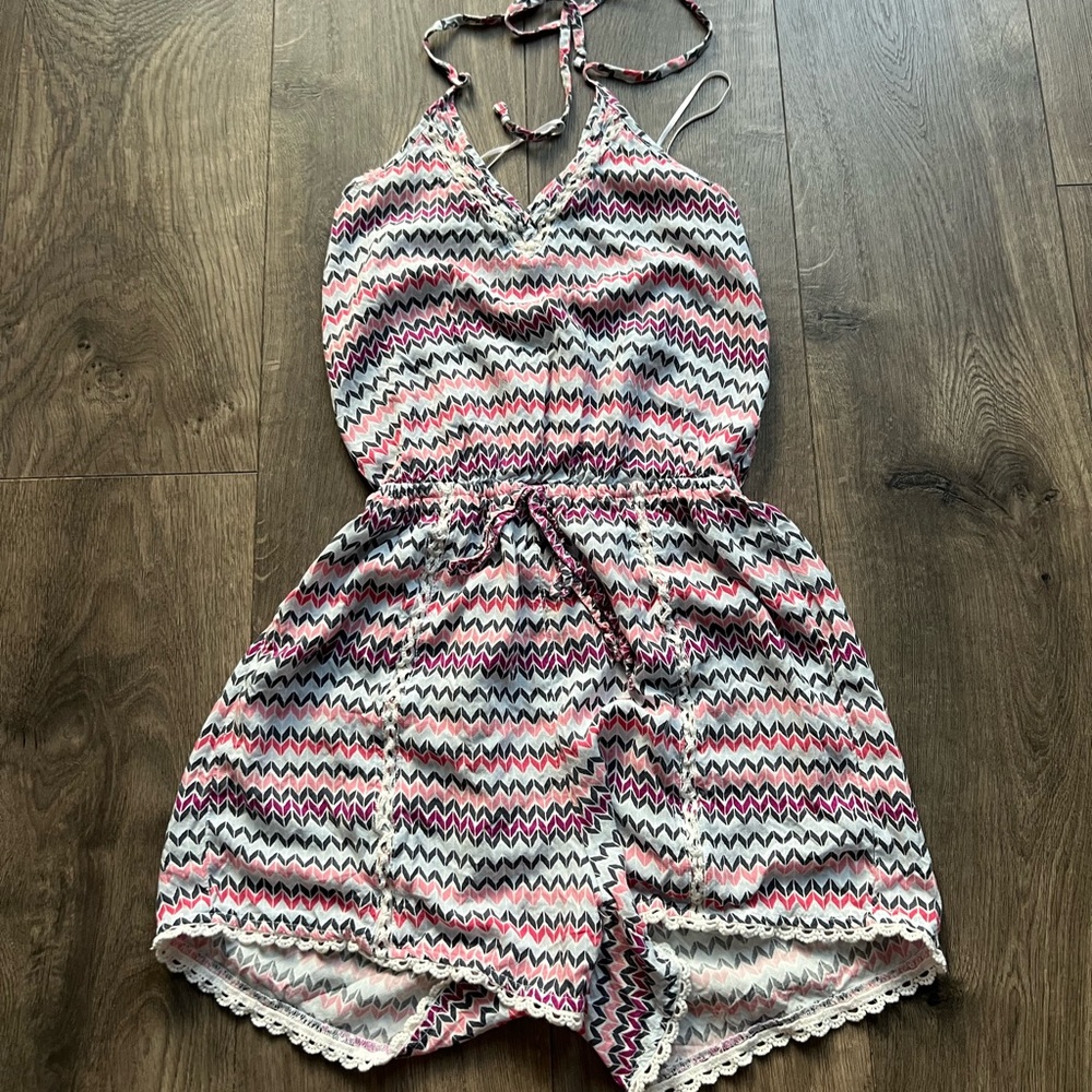 Hollister Chevron Romper with Halter Neckline
